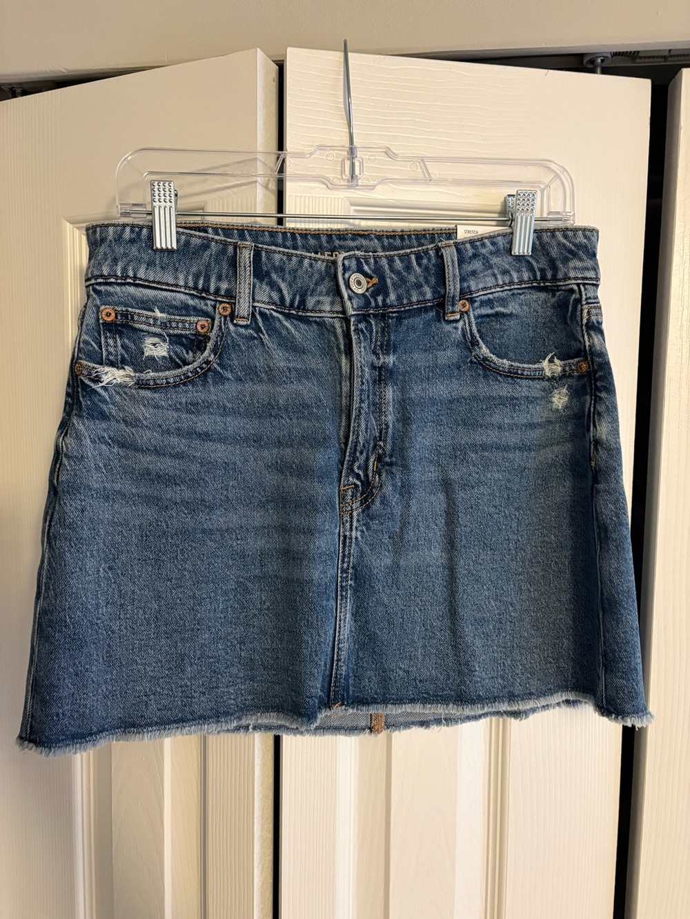 AE Perfect mini stretch Distressed Denim Mini Skirt